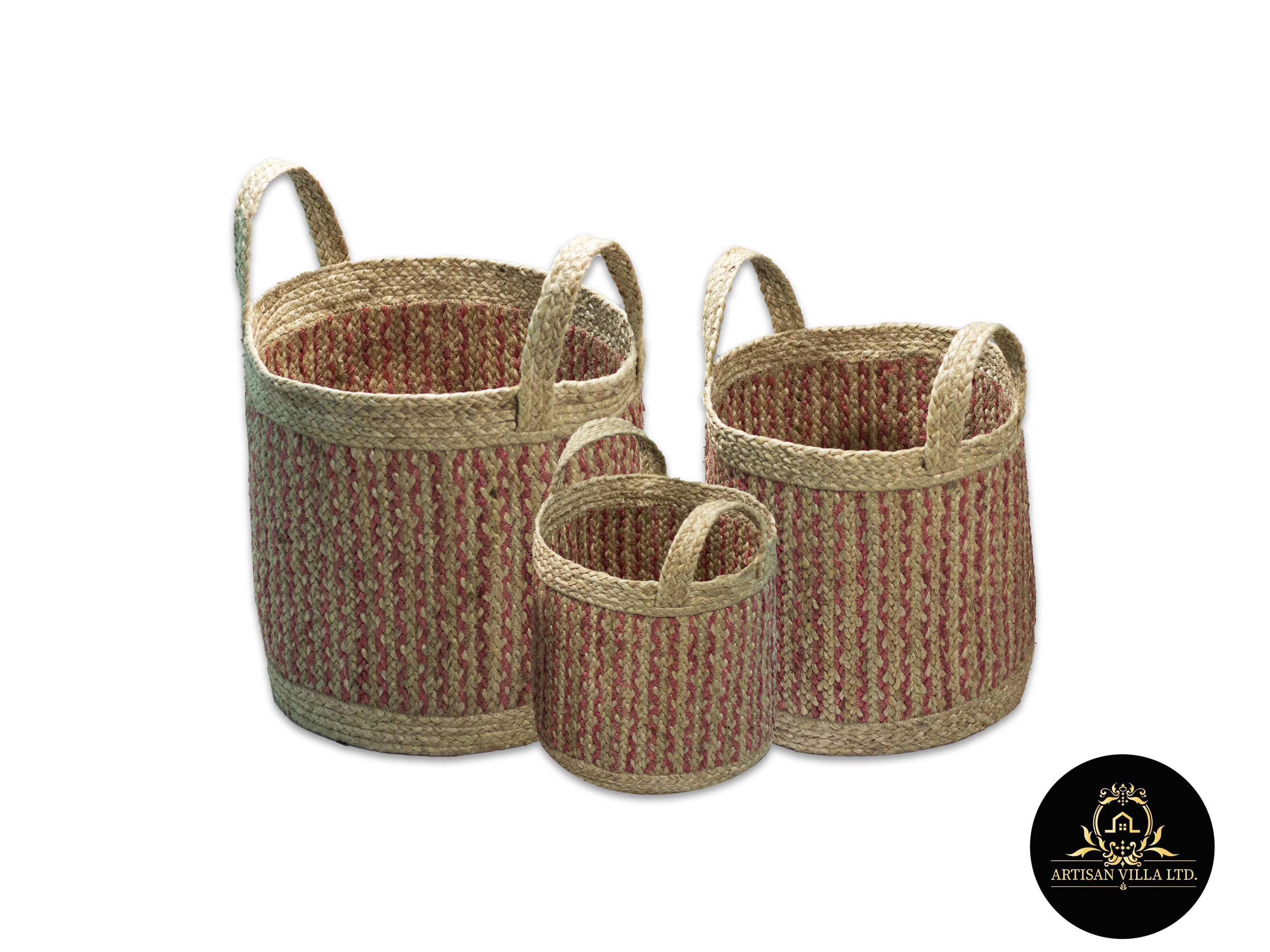 Jute Braided Round Handle Basket